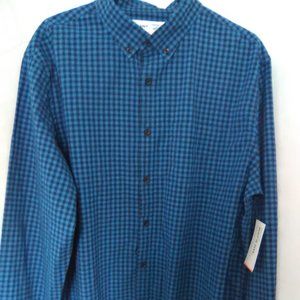 Old Navy Men's  Built In Flex Long Sleeve Dress Shirt Color Blue Plaid S…